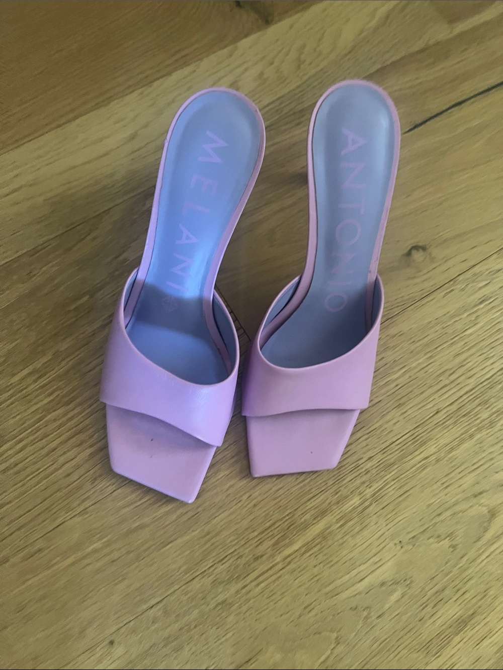 ANTONIO MELANI Pastel Lilac Square-Toe Slide Mules